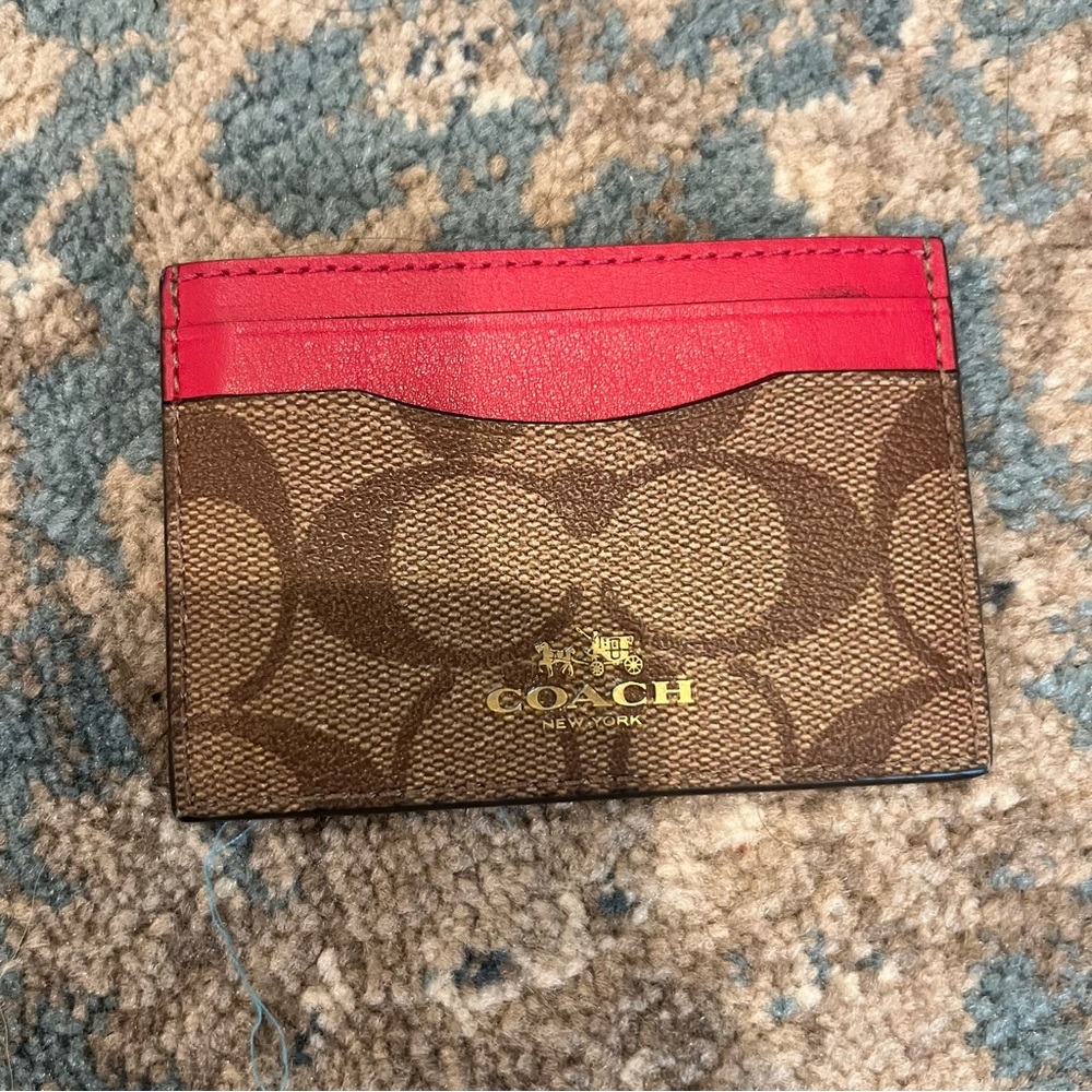 Coach Card Holder Brown and Red